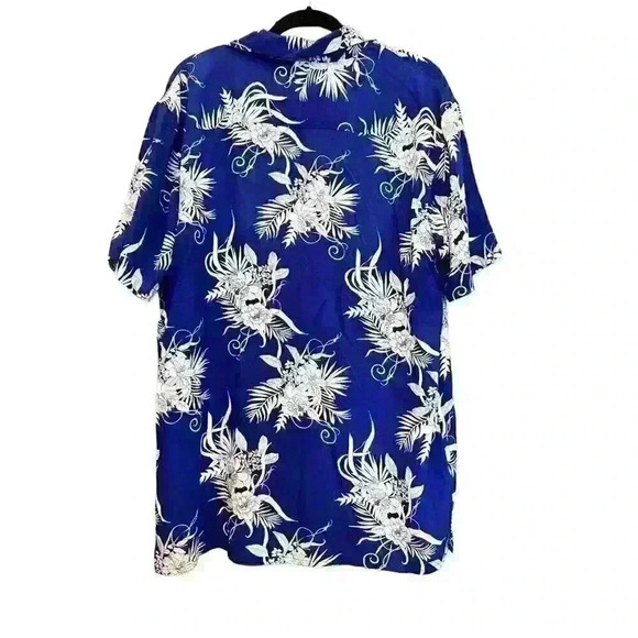 PacSun Hawaiian Shirt Sz L Blue Floral Button Up Beach Vacation‎ Party Wear - Picture 8 of 8